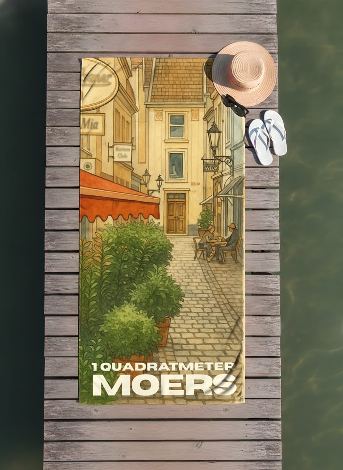 Strandtuch „Angerhausen“ · Moers auf einem Holzsteg