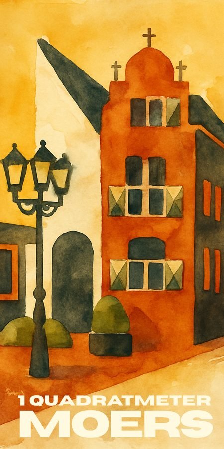 Das komplette Motiv „Pumpeneck“ · Moers mit Schriftzug